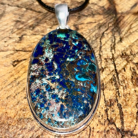 Stunning Dark Chessylite Blue Spar Azurite Pendant 2 1/2” - Picture 10 of 14